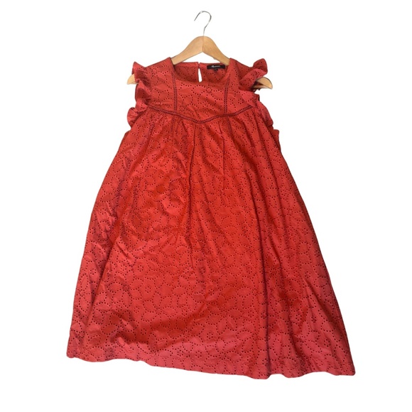 Madewell Red Eyelet Flutter Sleeve Dress – Size M - Picture 1 of 6